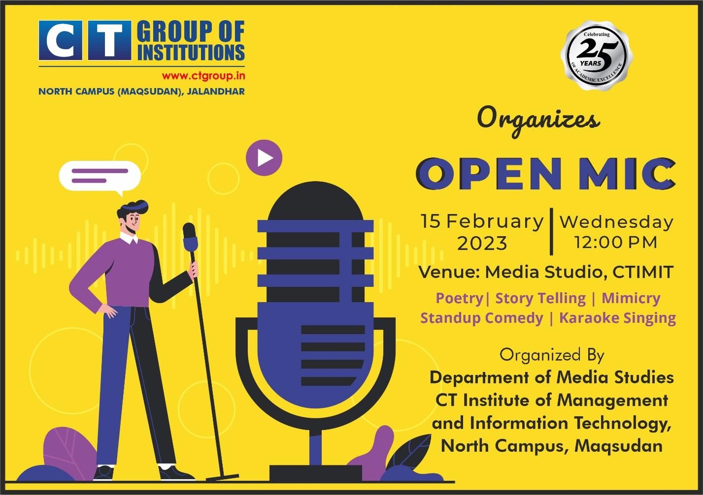 An ‘Open Mic’ on the occasion of World Radio Day Organized by department of Media Studies, CT Group of Institutions, North campus.